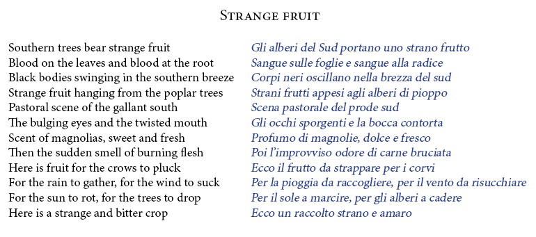 strange fruit traduzione